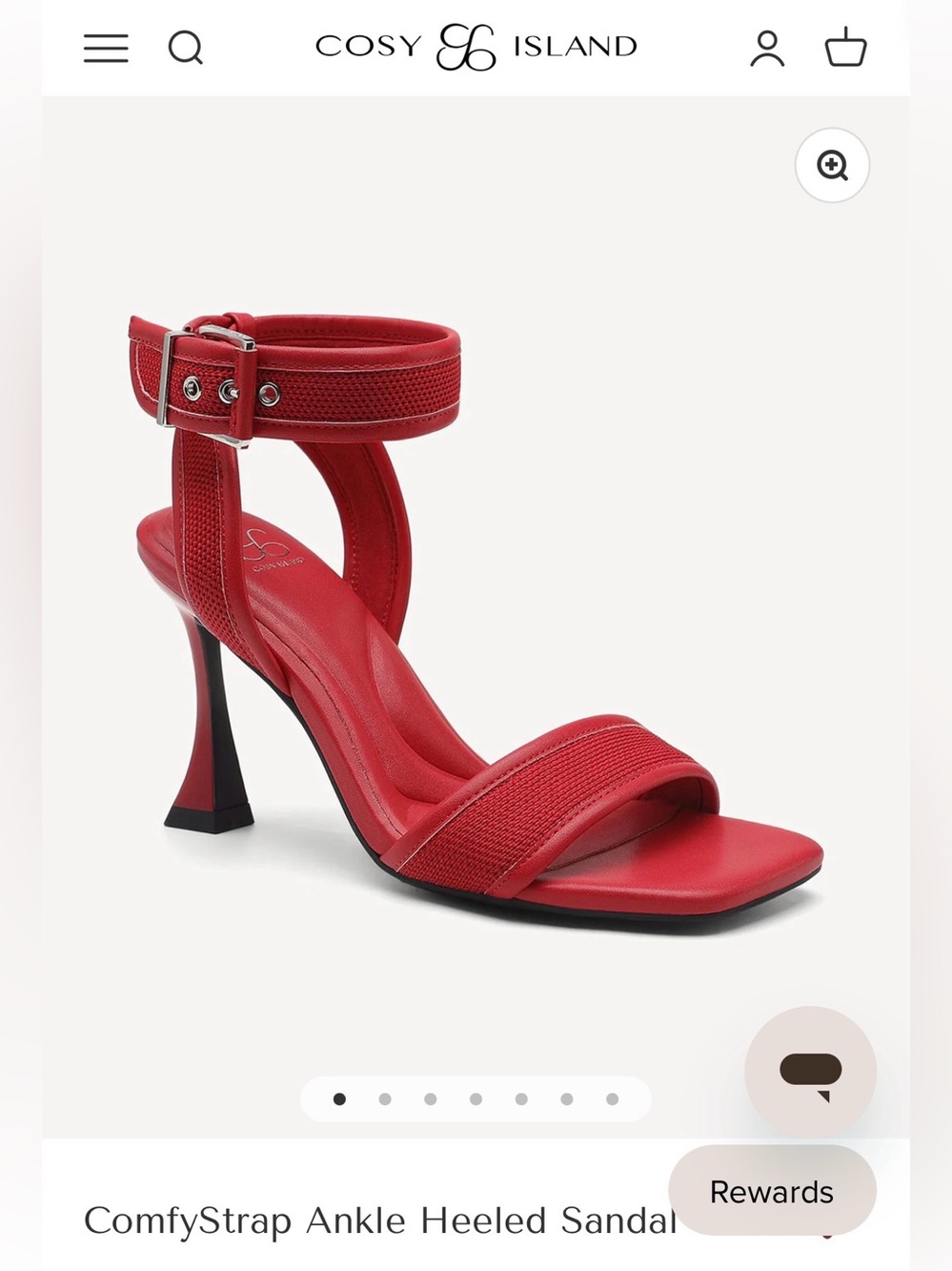 Cosy Island Red Sculpted-Heel Ankle-Strap Sandals Size 11